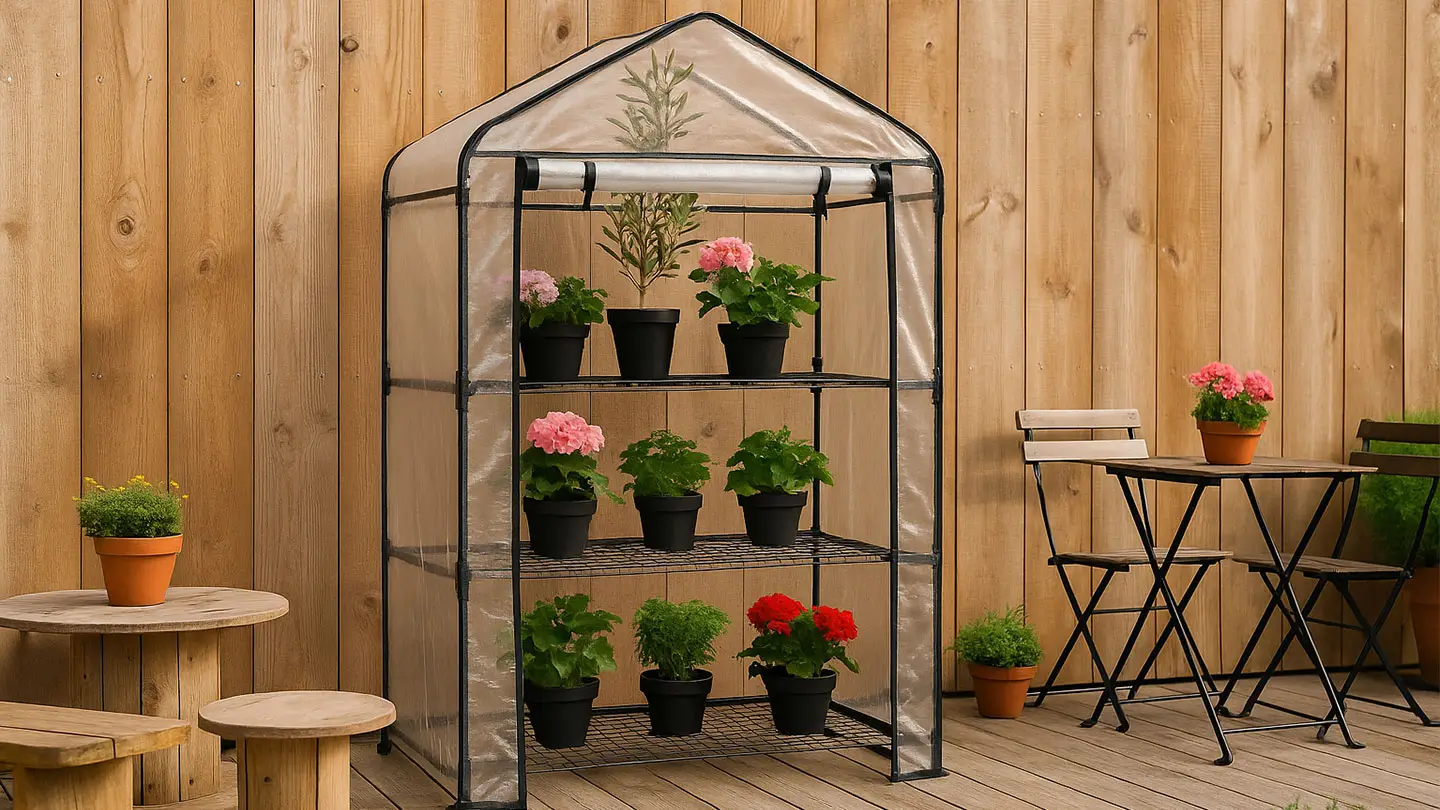 Hortus plastic greenhouse in on a terrace