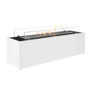 Beautiful, white, upright fireplace in white
