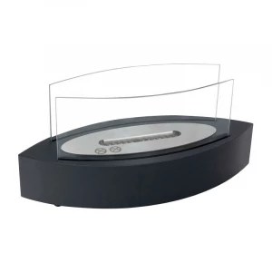 Curved bio fireplace with glass 