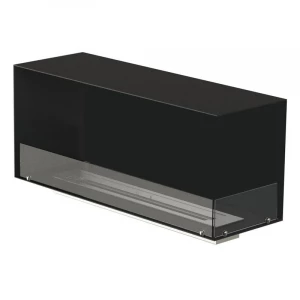 Foco Corner Right 1200 - Modern right-sided corner bioethanol fireplace with sleek black frame and tempered glass