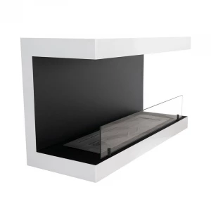 White three-sided wall mounted bio fireplace 120 cm