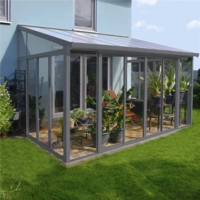 SanRemo Conservatory - Grey - 3 x 5m | Order Here SanRemo Conservatory 3 x 5.46 m in grey, a spacious and stylish outdoor structure designed to provide shelter and elevate your g