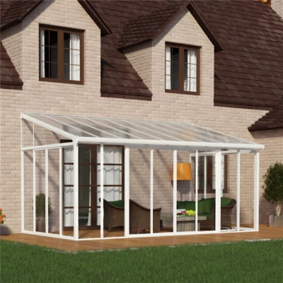 SanRemo Conservatory 3 x 5.46 m in white, a spacious and stylish structure designed to provide shelter and elevate your outdoor 