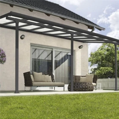 Feria Patio Cover 16.1 m² in anthracite grey, a durable and stylish structure designed to provide shelter and enhance your outdo