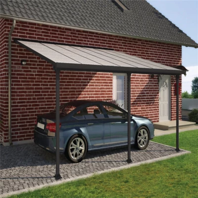 Feria Patio Cover 4 x 4.2 m in anthracite grey, a durable and stylish structure designed to provide shelter and enhance your out