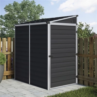 Canopia Pent Shed 4 × 6 ft on white background – aluminium walls with polycarbonate roof panels
