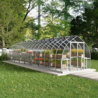 Canopia Bella 8×32 ft. Greenhouse with silver aluminium frame and twin-wall polycarbonate panels