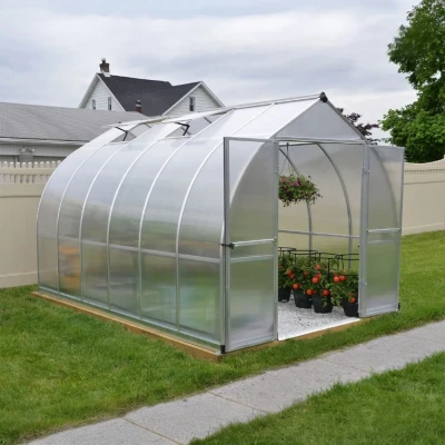 Bella 8×12 ft. Greenhouse Kit with Silver Aluminium Frame and Twin Wall Panels – by Canopia