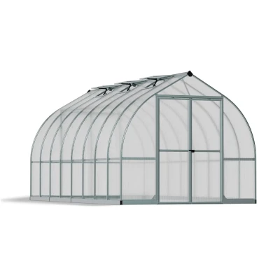 Bella 8×12 ft. greenhouse with silver frame and twin-wall polycarbonate panels
