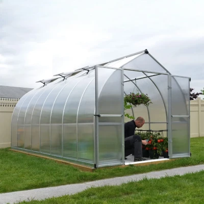 Bella 8×12 ft. greenhouse with silver frame and twin-wall polycarbonate panels