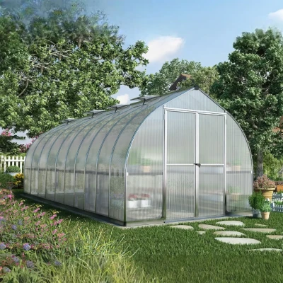 Canopia Bella 8×20 ft. greenhouse with silver aluminium frame and twin-wall polycarbonate panels (244×604 cm)
