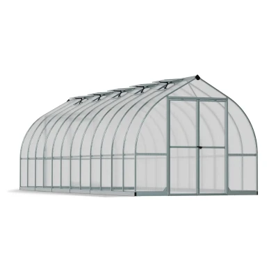Bella 8×24 ft. Greenhouse by Canopia with twin-wall polycarbonate panels and silver aluminium frame