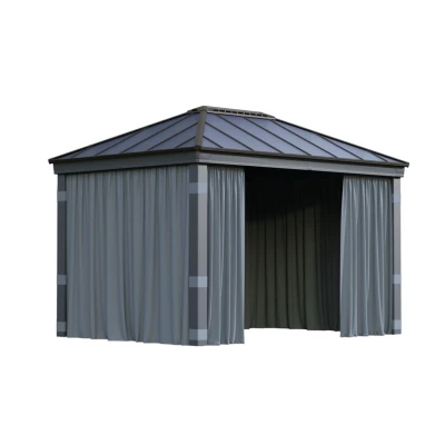 Dark mesh netting panels installed on Canopia Dallas 14×16 ft. Gazebo