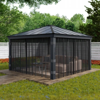 Dark grey netting set for Dallas 14x14 ft. Canopia gazebo – 4 mesh panels