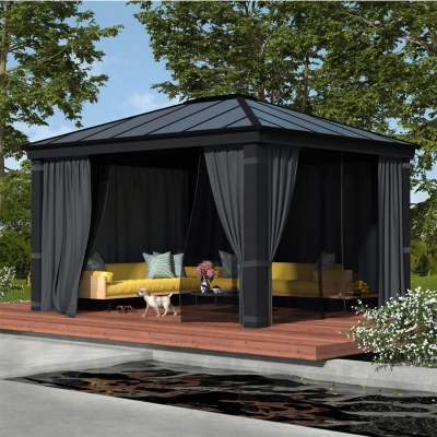 Canopia Dallas 4300 12×14 ft. gazebo with opaque roof and anthracite frame