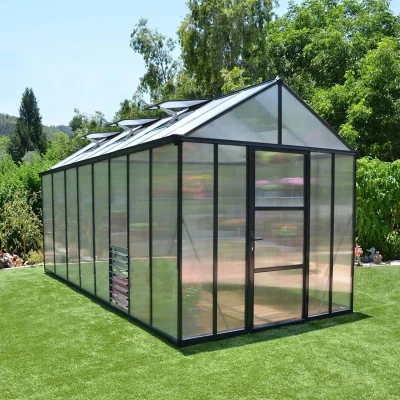 Greenhouse Glory 12.2 m² in grey, a spacious and durable greenhouse designed to provide ample space and optimal conditions for y