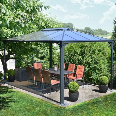 Canopia Martinique 12×16 ft. gazebo with anthracite frame and tinted polycarbonate roof