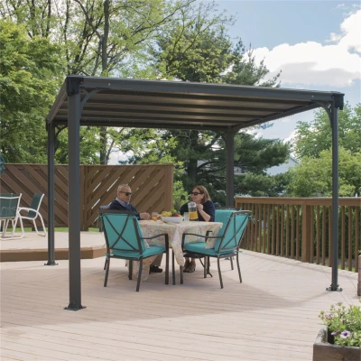 Milano 10x10ft 3000 gazebo with anthracite aluminium frame and flat polycarbonate roof