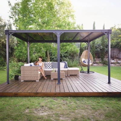 Canopia Milano 10×14 ft. gazebo with flat roof and anthracite frame