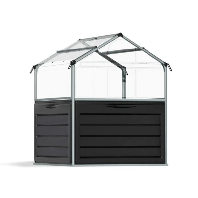 Canopia Plant Inn 4×4 ft. mini greenhouse with raised bed and silver frame