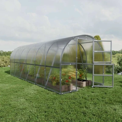 Baumera Baltic LT arched greenhouse with galvanised omega frame and polycarbonate glazing