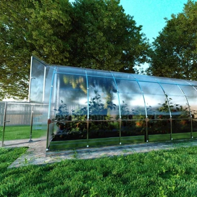Baumera KLASIKA Tube greenhouse with arched galvanised tubular frame and polycarbonate panels