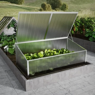 Nordgro Cold Frame 107 cm (3.5 ft) with double lid on white background – aluminium frame and polycarbonate panels