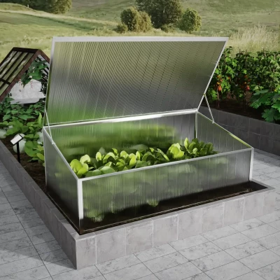 Nordgro Cold Frame One-sided 107 cm (3.5 ft) on white background – aluminium frame with polycarbonate lid