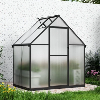 Nordgro Essential Greenhouse 114 cm on white background – black frame and polycarbonate panels