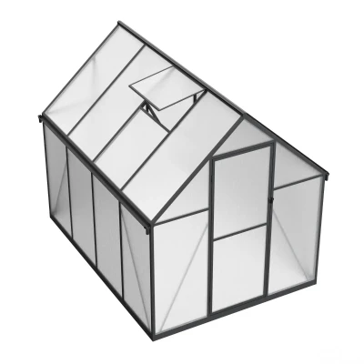 Nordgro Essential Greenhouse 225 cm on white background – black aluminium frame with polycarbonate panels