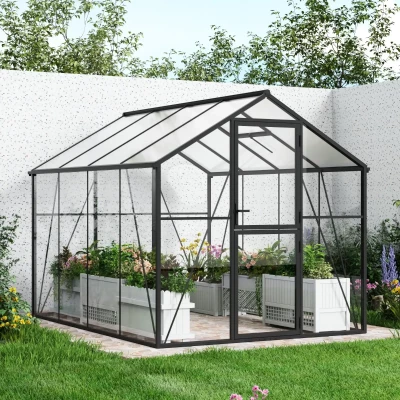 Nordgro Greenhouse Premium Black 307 cm with glass walls and polycarbonate roof – 7 m²