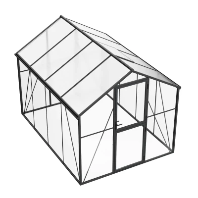 Nordgro Greenhouse Premium Black 307 cm with glass walls and polycarbonate roof – 7 m²