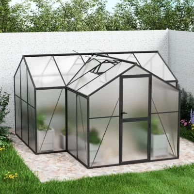 Nordgro T-Shaped Greenhouse Premium Black – 14.6 m², full polycarbonate glass, on white background