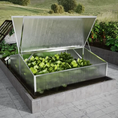 Nordgro Cold Frame Two-sided 107 cm (3.5 ft) on white background – aluminium frame with double polycarbonate lids