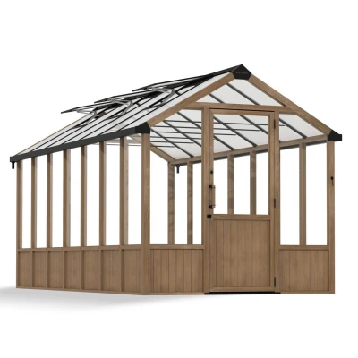 Natura 8×17 ft Cedar Greenhouse with Clear Panels | Canopia Natura Cedar Greenhouse Kit 8×17 ft with clear polycarbonate panels and 248.9×500.5 cm wooden frame