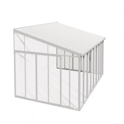 SanRemo Conservatory 4 x 4.25 m in white, a spacious and elegant structure designed to provide a sheltered and stylish outdoor s