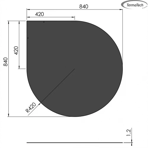 Termatech steel floor plate for bio fireplaces – 84 x 84 cm – Buy online here Drop-shaped floor plate in steel - 84 x 84 cm