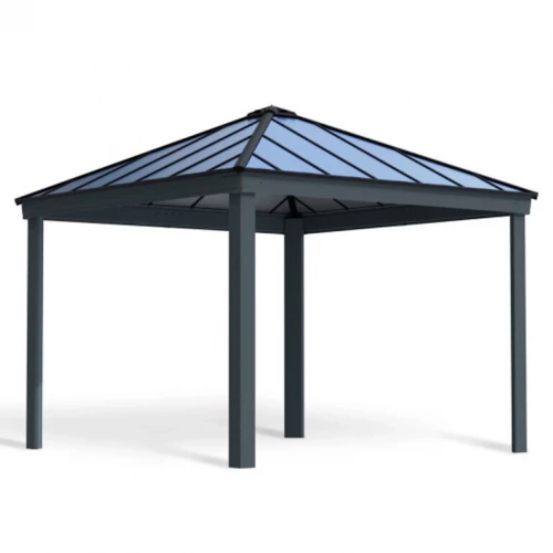 Dallas 14x14 ft. garden gazebo with grey polycarbonate roof and aluminium frame