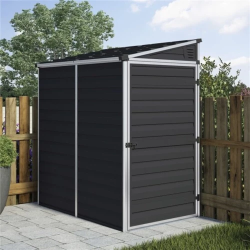 Canopia Pent Shed 4 × 6 ft on white background – aluminium walls with polycarbonate roof panels