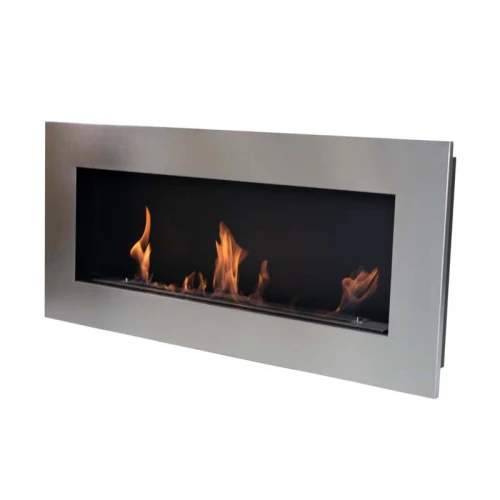 Murus 120 cm wide Brushed Steel wall-mounted bioethanol fireplace Murus 1200 - Narrow Brushed Steel Wall-mounted Bioethanol Fireplace