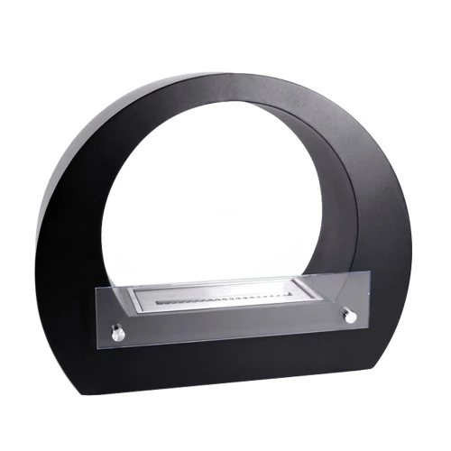 Ethanol fireplace with semicircle in black Ethanol stand fireplace in black with wide arch