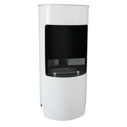Montgomery White open free-standing bioethanol fireplace in wood stove design Montgomery White open free-standing bioethanol fireplace in wood stove design