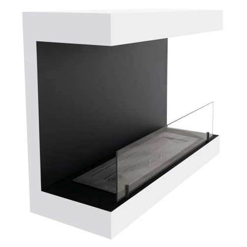 Dakota - Wall mounted white fireplace Dakota - White three-sided wall mounted fireplace