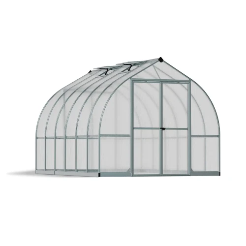 Bella 8×12 ft. Greenhouse Kit with Silver Aluminium Frame and Twin Wall Panels – by Canopia