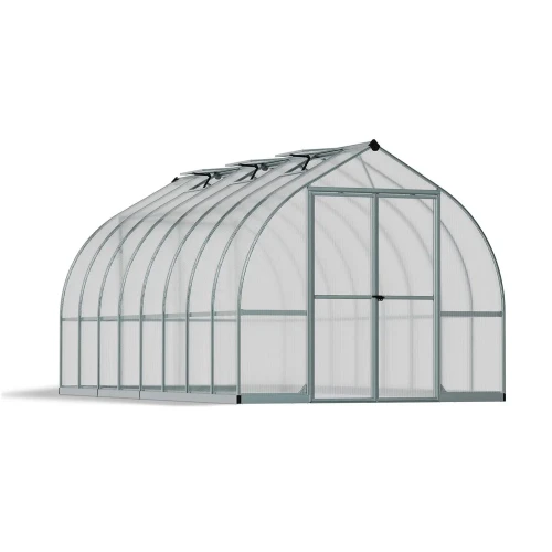 Bella 8×12 ft. greenhouse with silver frame and twin-wall polycarbonate panels