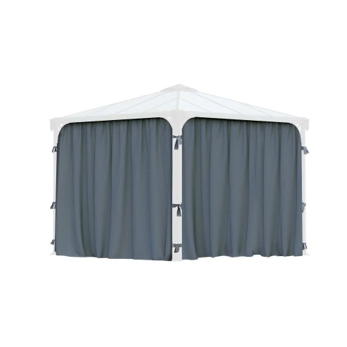 Grey gazebo curtain set installed on Canopia Palermo 3600