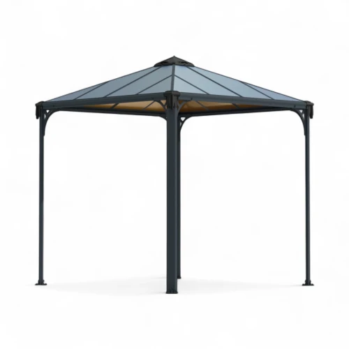 Palermo 10×10 ft. grey gazebo by Canopia with UV-resistant polycarbonate roof panels