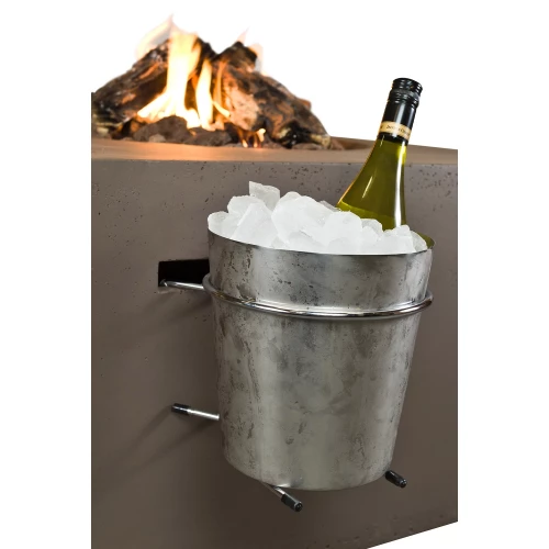 Happy Cocooning wine cooler bucket for mounting on the side of a gas fire pit table Happy Cocooning wine cooler bucket for mounting on the side of a gas fire pit table