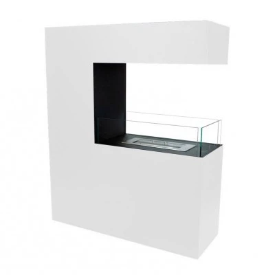 Tall white bioethanol fireplace High room divider fireplace
