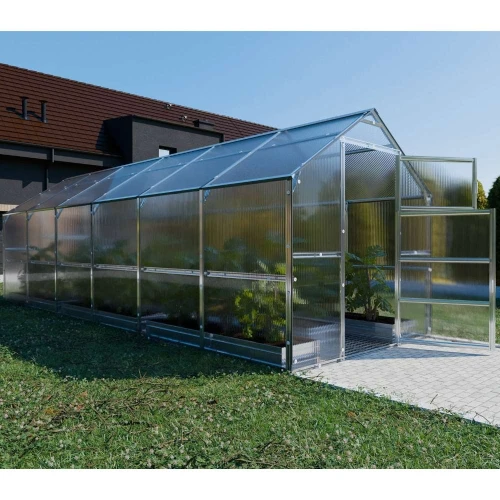 Baumera KLASIKA Bernard Greenhouse 2.35 m Wide Baumera KLASIKA Bernard greenhouse with galvanised steel frame and twin-wall polycarbonate panels